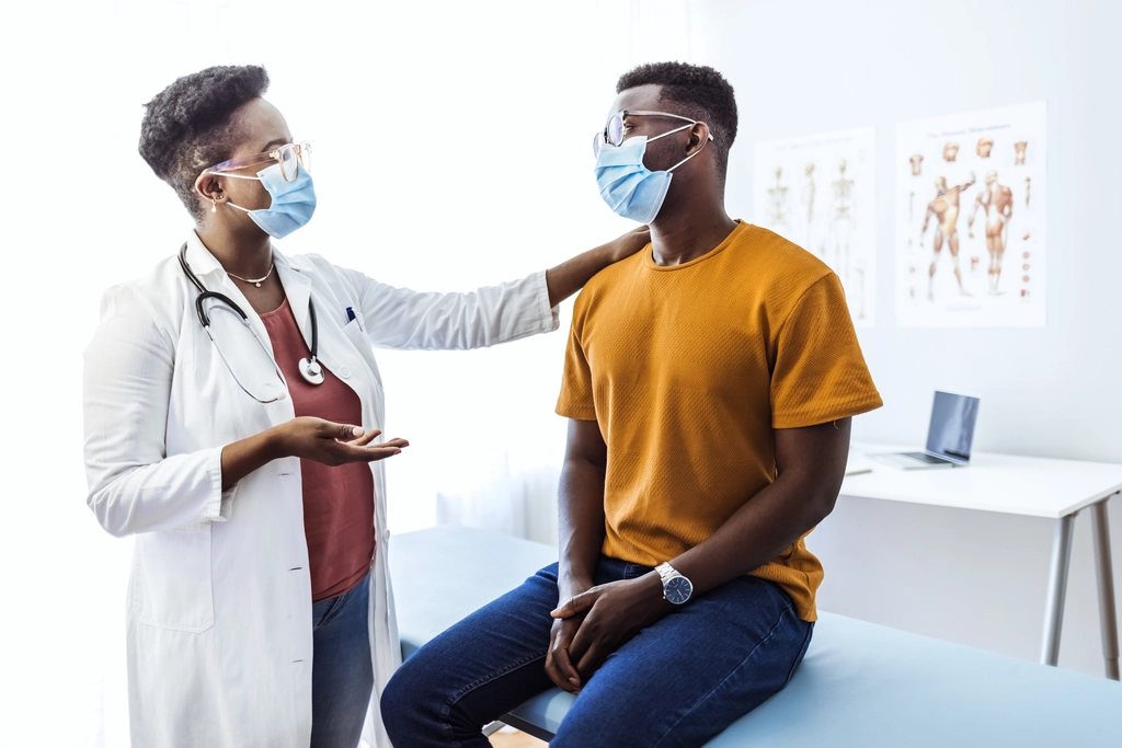 A provider administering palliative care
