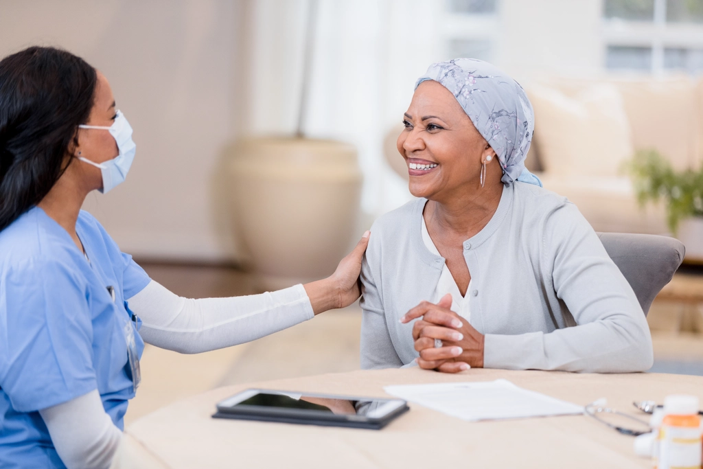 A provider administering palliative care