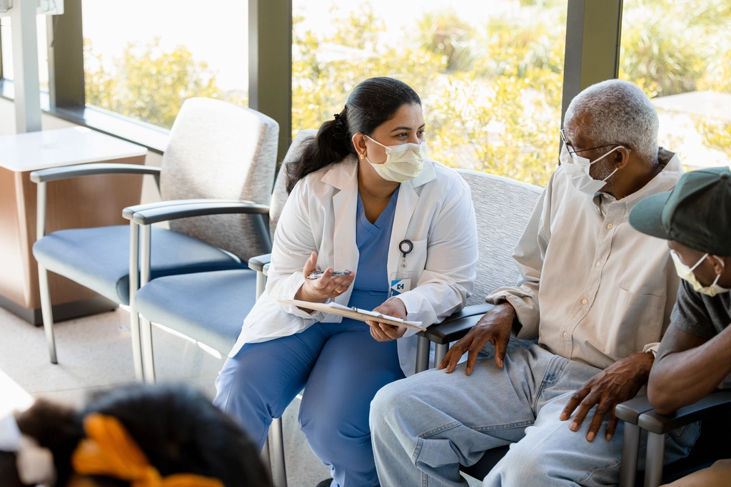 A provider administering palliative care
